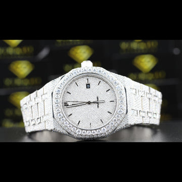 Men's Wrist Moissanite Studded Watch Moissanite Diamond Watch, Iced out Bust Down Gift for Him