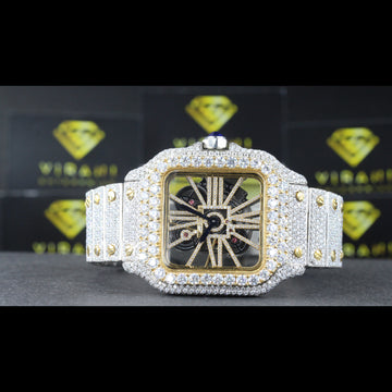 Men's Wrist Moissanite Studded Watch Moissanite Diamond Watch, Iced out Bust Down Gift for Him