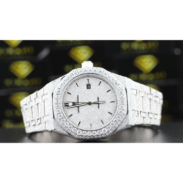 Men's Wrist Moissanite Studded Watch Moissanite Diamond Watch, Iced out Bust Down Gift for Him