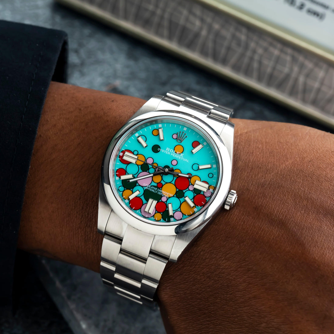 Rolex Oyster Perpetual Turquoise Celebration Dial With Oyster Bracelet