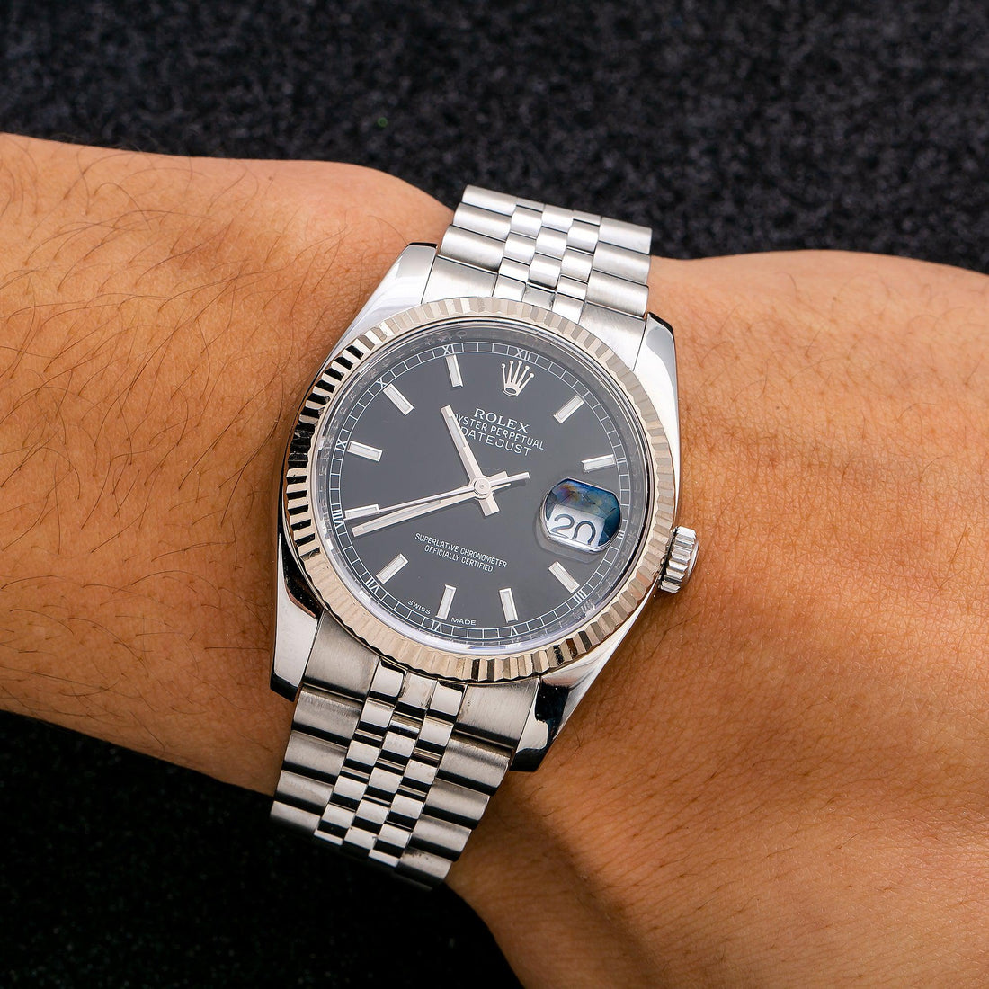Rolex Datejust Black Dial With Stainless Steel Bracelet