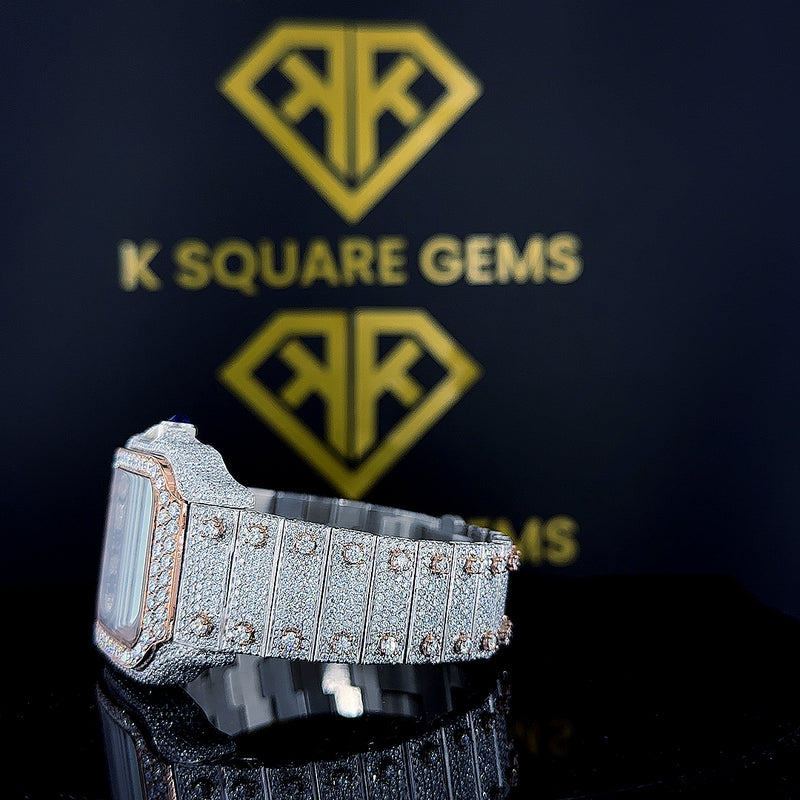 Custom iced out hip hop round and baguette moissanite diamond watch popular design latest new arrival branded watch collection