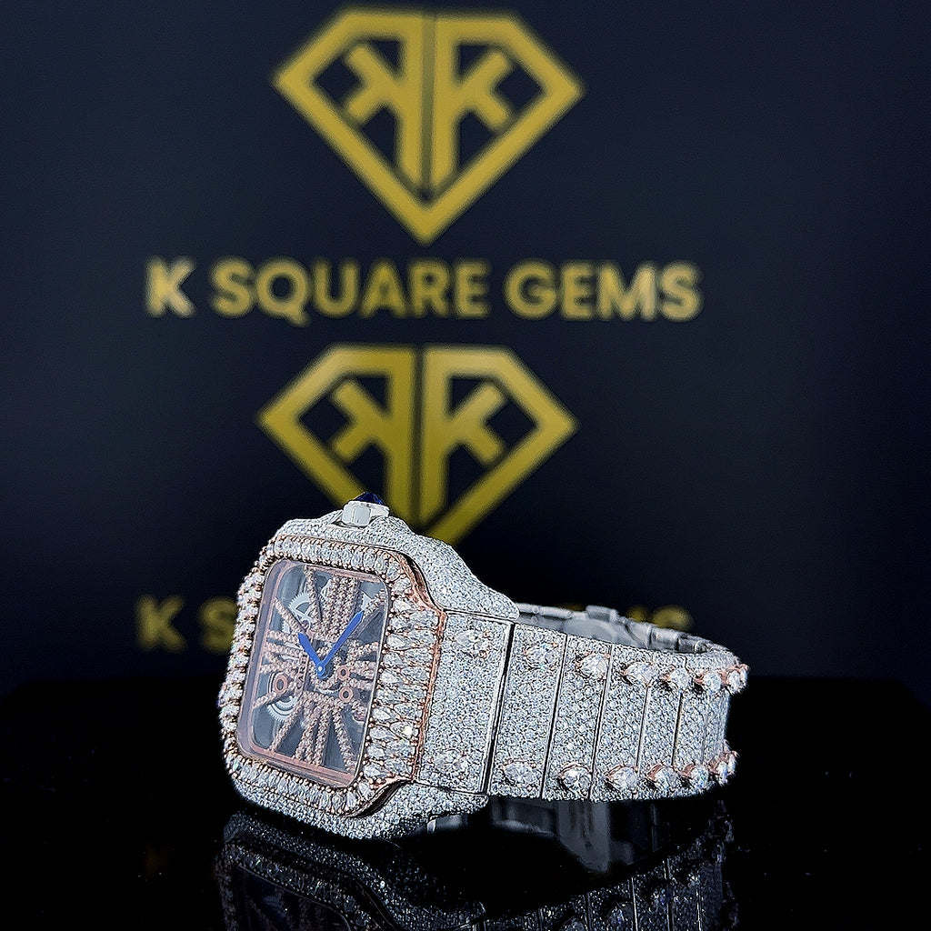 MOISSANITE ICED OUT WATCH SWISS MOVEMENT AUTOMATIC WATCH FOR MAN