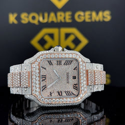 Fully moissanite diamond iced out hip hop hand made wrist watch for men with customize dial and unique designed