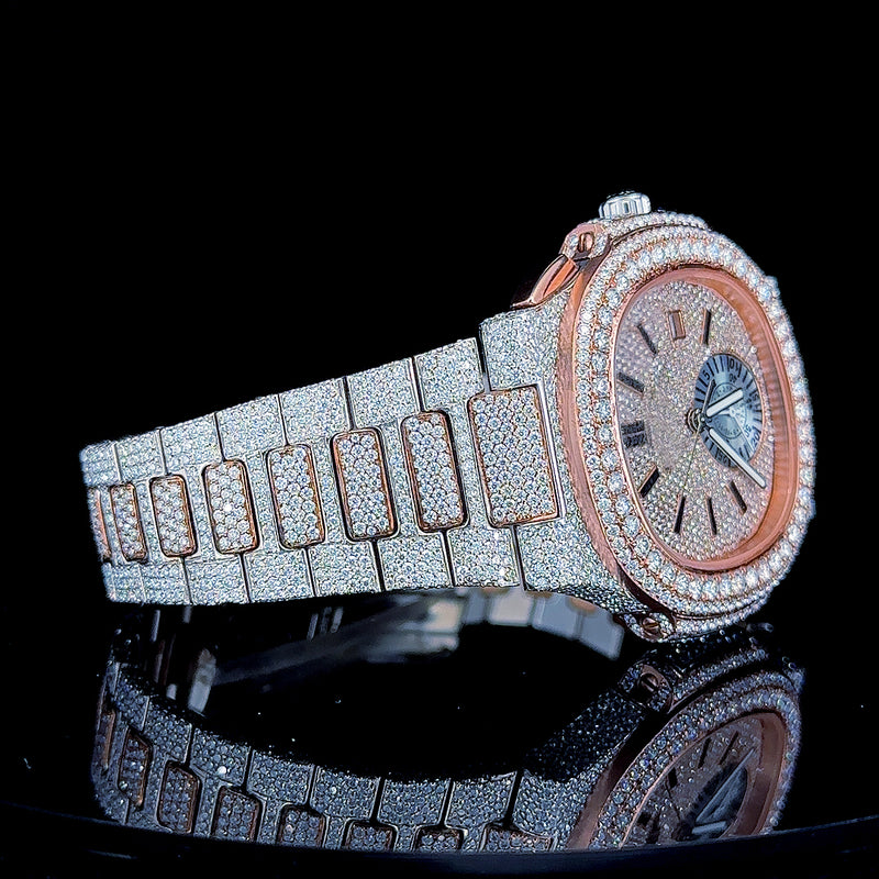 New arrival latest design mens mechanical watch with vvs clarity diamonds in moissanite diamond for a true luxury feel