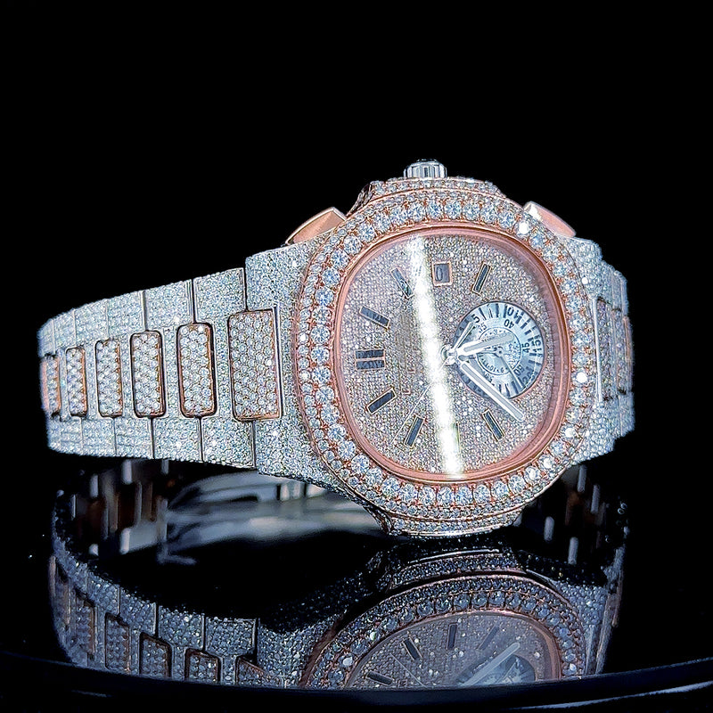 New arrival latest design mens mechanical watch with vvs clarity diamonds in moissanite diamond for a true luxury feel