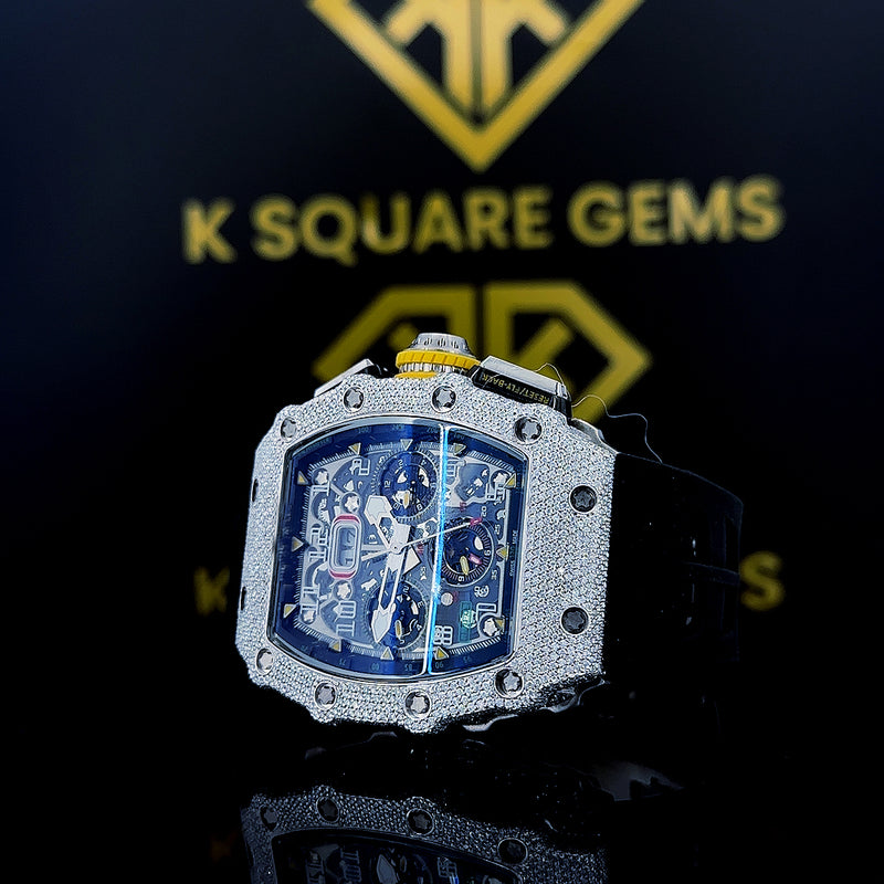 MOISSANITE ICED OUT WATCH SWISS MOVEMENT AUTOMATIC WATCH FOR MAN \