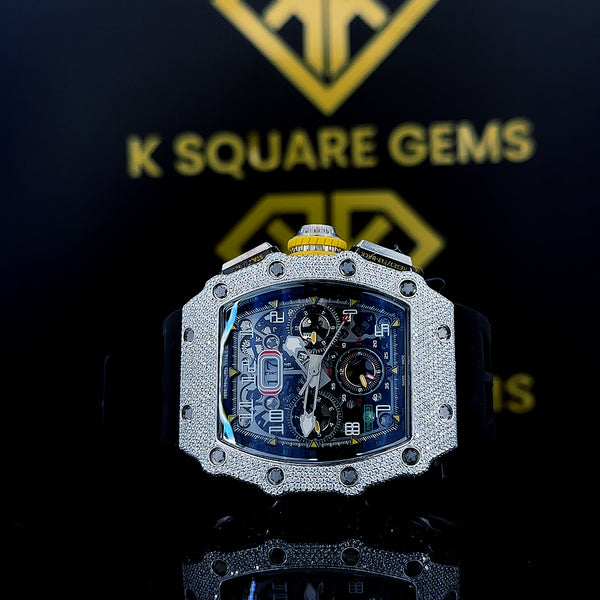 MOISSANITE ICED OUT WATCH SWISS MOVEMENT AUTOMATIC WATCH FOR MAN \
