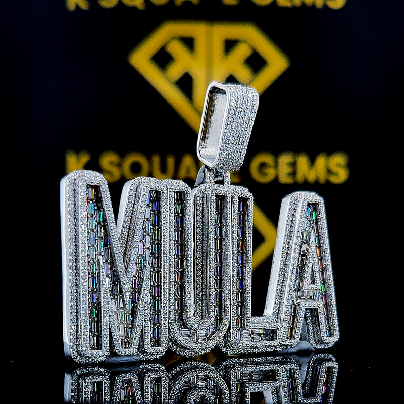 MulaFlex 9.42 Ct VVS1 Moissanite Custom Pendant in 925 Sterling Silver offers bold luxury and personalized design