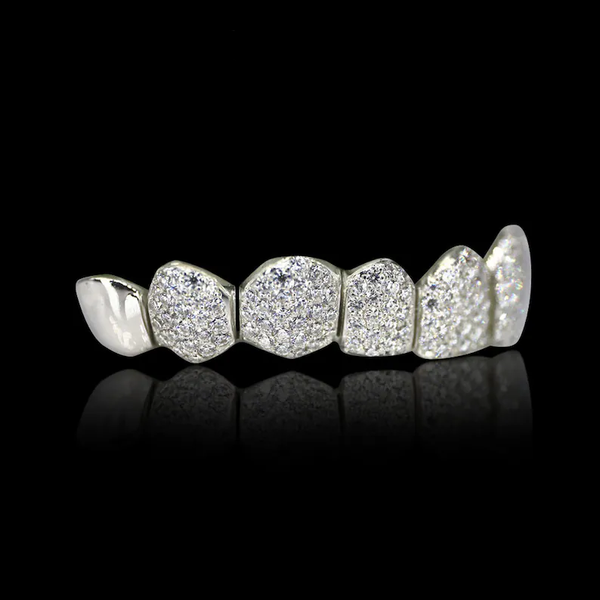 Fully moissanite Round & Princess brilliant cut vvs clarity diamond iced out hip hop luxurious custom grills in 925 Sterling Silver (Copy)