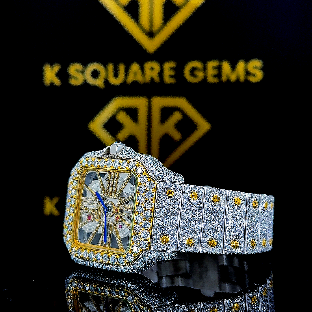 MOISSANITE ICED OUT WATCH SWISS MOVEMENT AUTOMATIC WATCH FOR MAN
