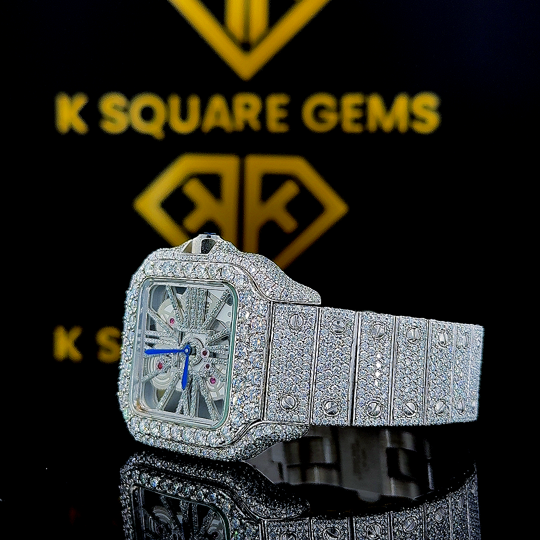 MOISSANITE ICED OUT WATCH SWISS MOVEMENT AUTOMATIC WATCH FOR MAN