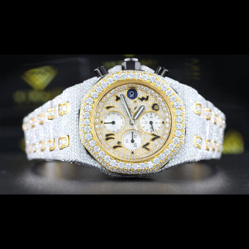 Moissanite Studded Watch Swiss Movement Automatic Watch For Man