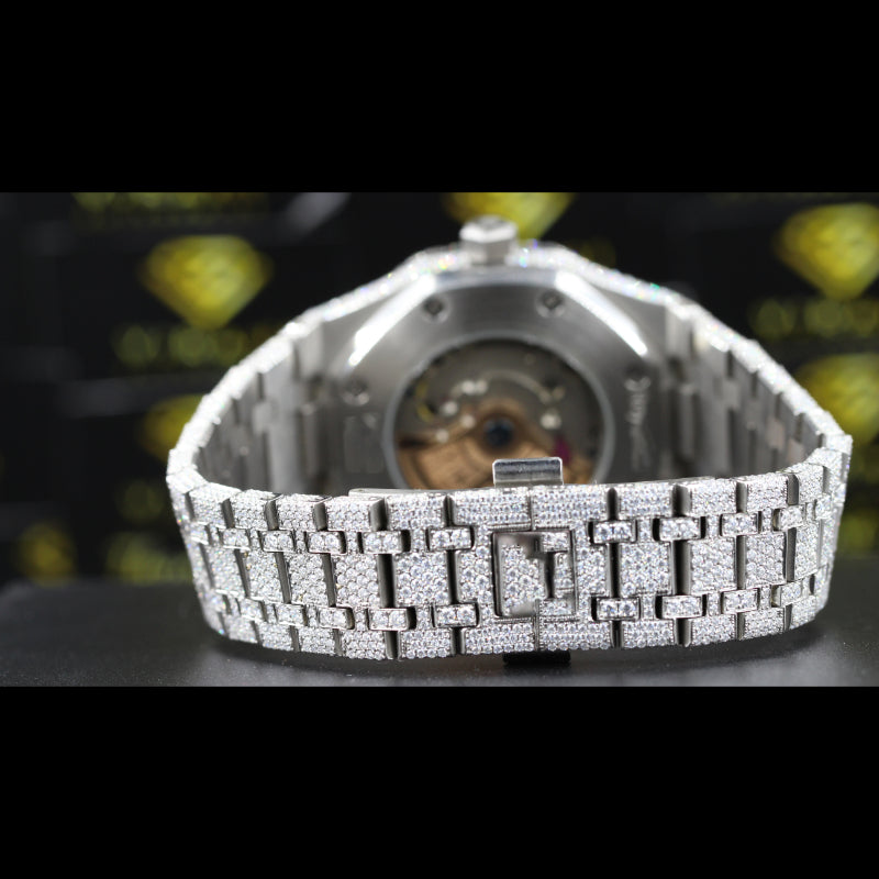 Men's Wrist Moissanite Studded Watch Moissanite Diamond Watch, Iced out Bust Down Gift for Him