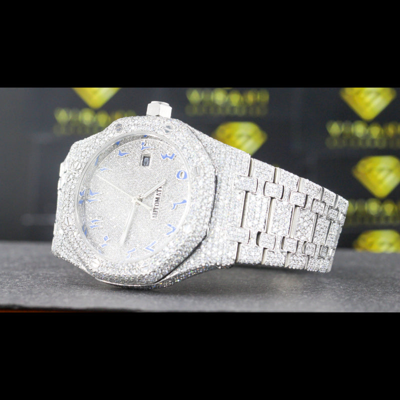 Moissanite Studded Watch Swiss Movement Automatic Watch For Man