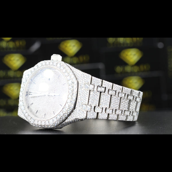 Men's Wrist Moissanite Studded Watch Moissanite Diamond Watch, Iced out Bust Down Gift for Him