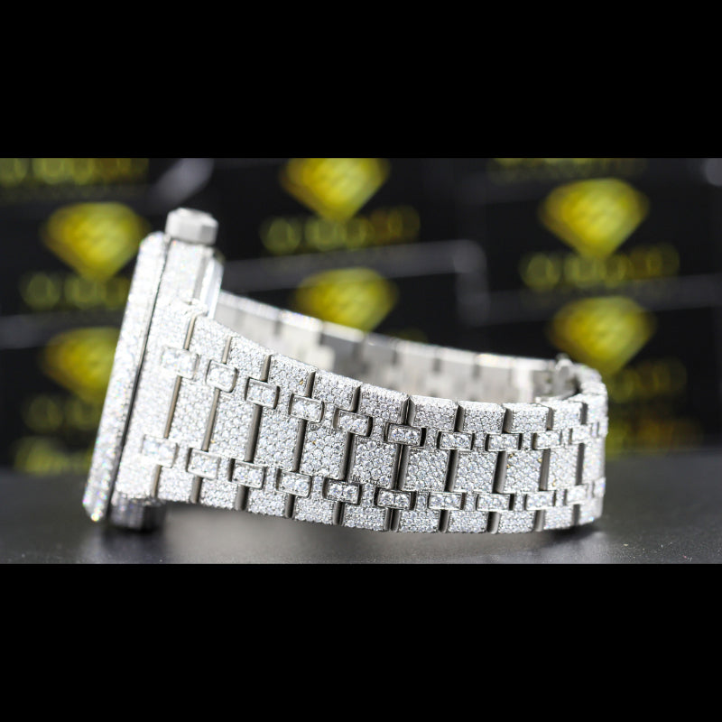 Men's Wrist Moissanite Studded Watch Moissanite Diamond Watch, Iced out Bust Down Gift for Him