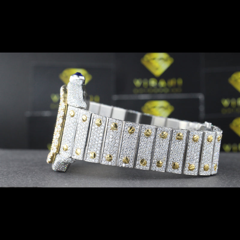 Men's Wrist Moissanite Studded Watch Moissanite Diamond Watch, Iced out Bust Down Gift for Him