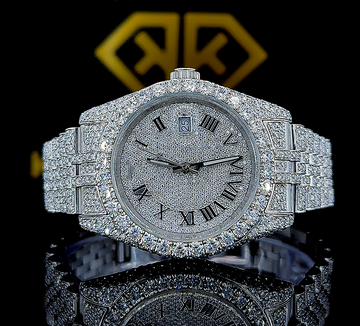 Fully Iced Out Rolex Jubilee Moissanite Diamond Watch Front  View