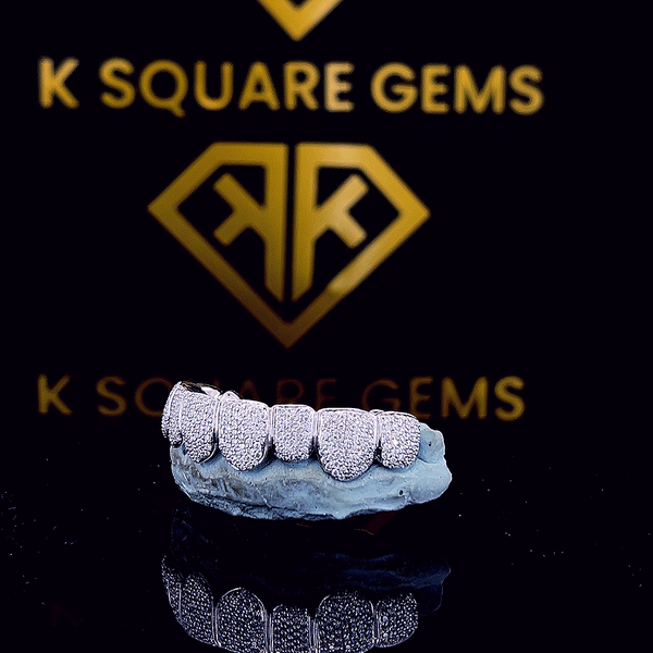 Custom Hip Hop Jewelry Teeth Down 8 925 Sterling Silver VVS Clarity Round Cut Diamond Fully Iced Out Moissanite Grillz