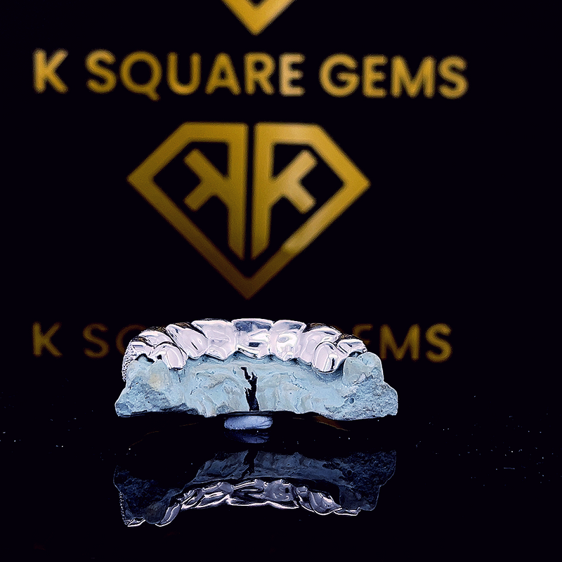 Custom Hip Hop Jewelry Teeth Down 8 925 Sterling Silver VVS Clarity Round Cut Diamond Fully Iced Out Moissanite Grillz