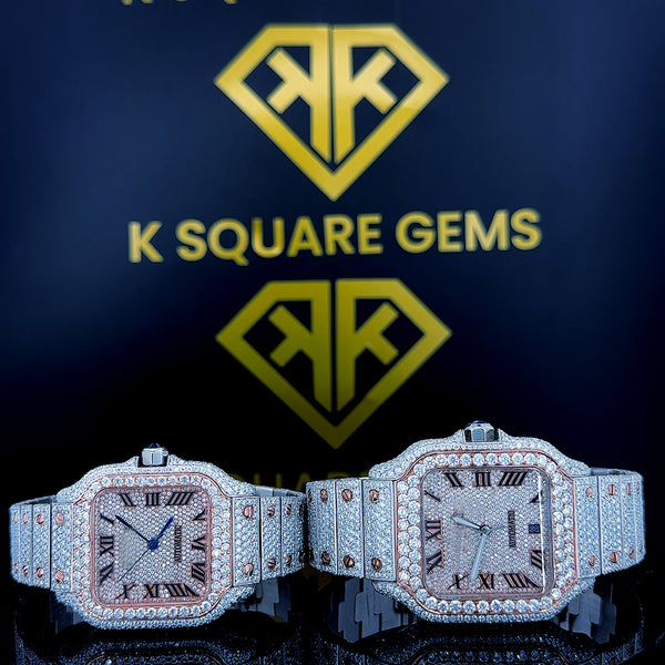 Introducing The Latest Customized New Arrival Luxury Brand Wrist Watch For Men & Women Featuring Exquisite Moissanite Diamond Couple Watch