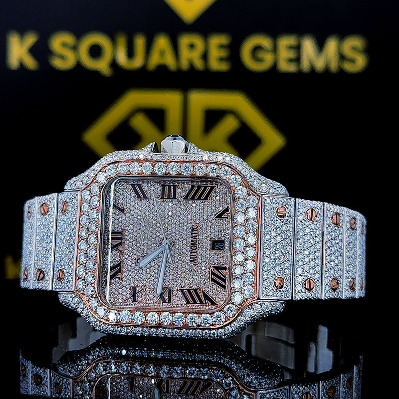 Custom iced out hip hop round and baguette moissanite diamond watch popular design latest new arrival branded watch collection