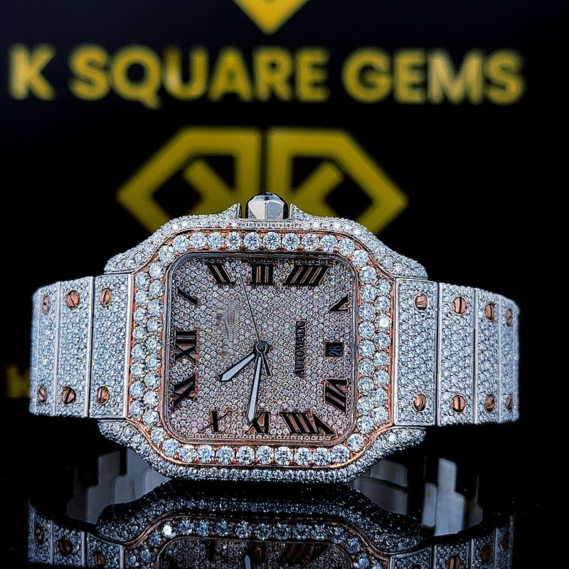 Custom iced out hip hop round and baguette moissanite diamond watch popular design latest new arrival branded watch collection