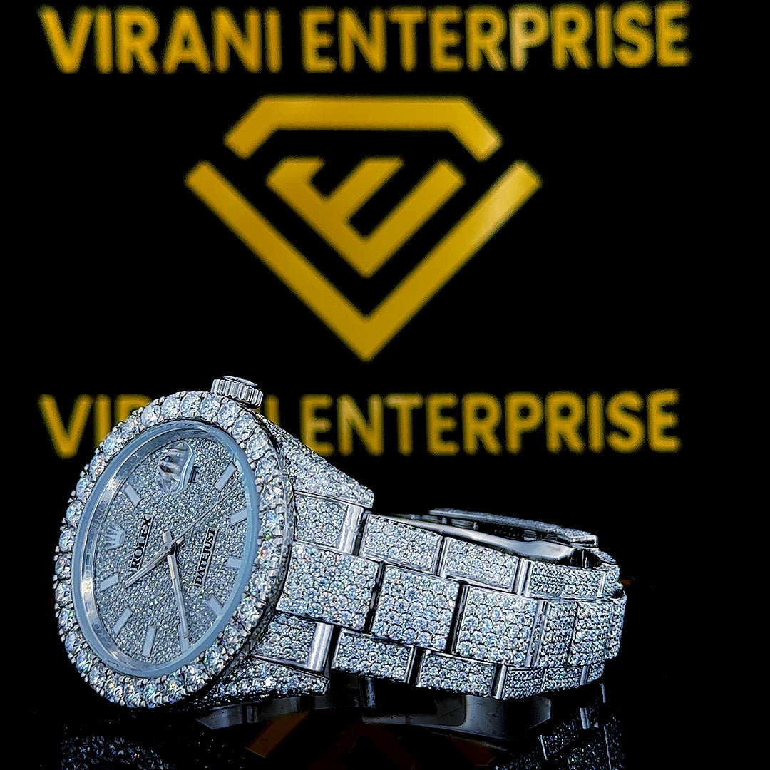 MOISSANITE ICED OUT WATCH SWISS MOVEMENT AUTOMATIC WATCH