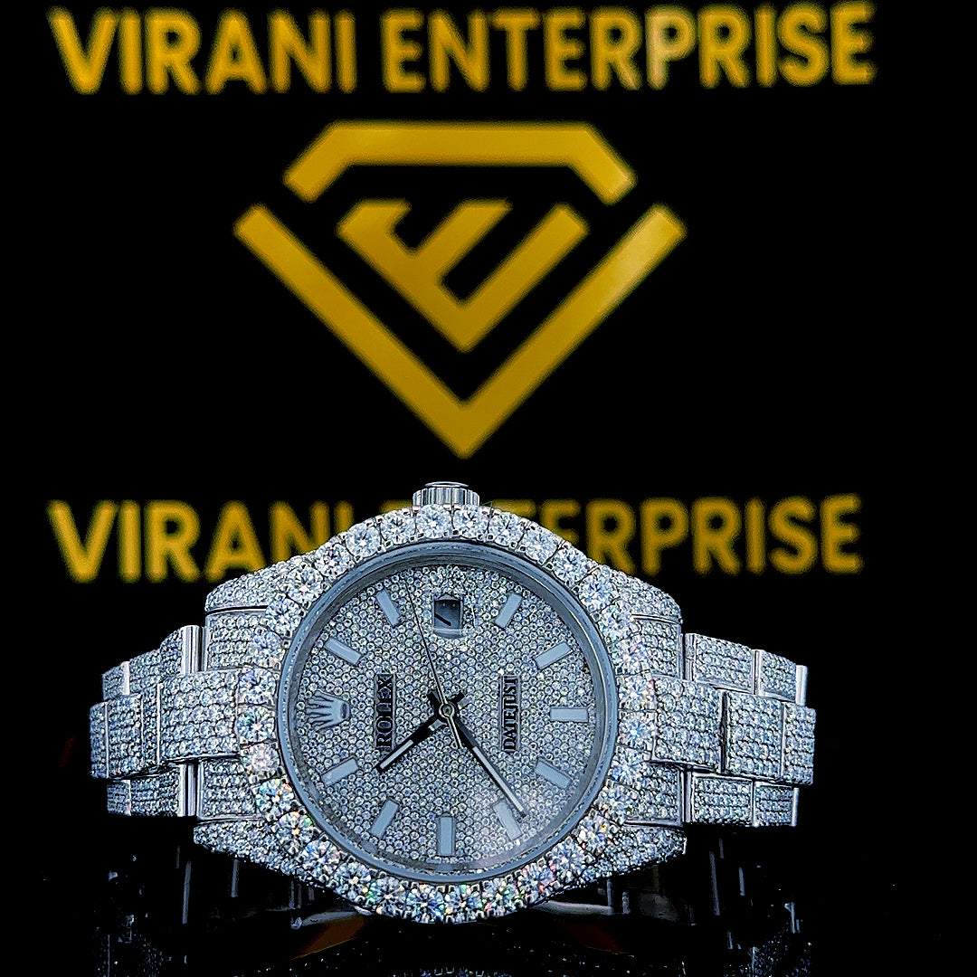MOISSANITE ICED OUT WATCH SWISS MOVEMENT AUTOMATIC WATCH