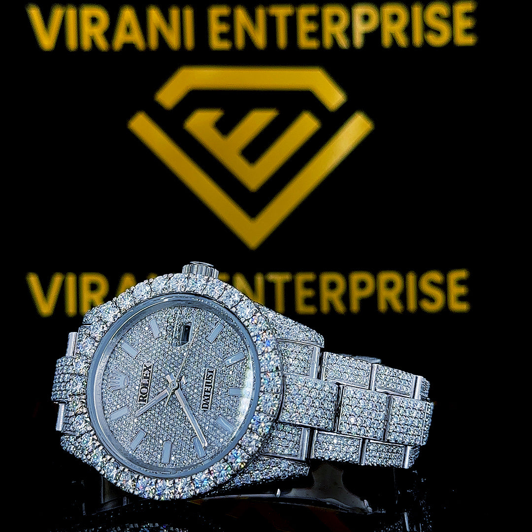 MOISSANITE ICED OUT WATCH SWISS MOVEMENT AUTOMATIC WATCH