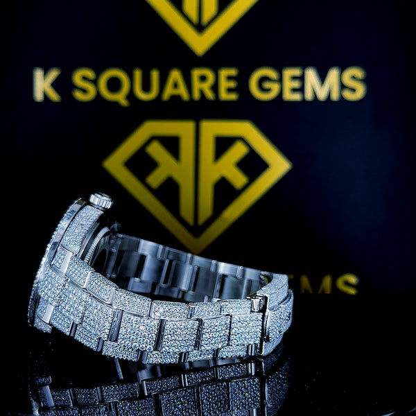 Latest Design Customized Fashion Jewelry Fully Iced Out Vvs Moissanite Stainless steel Wrist Watch For Men Top Quality