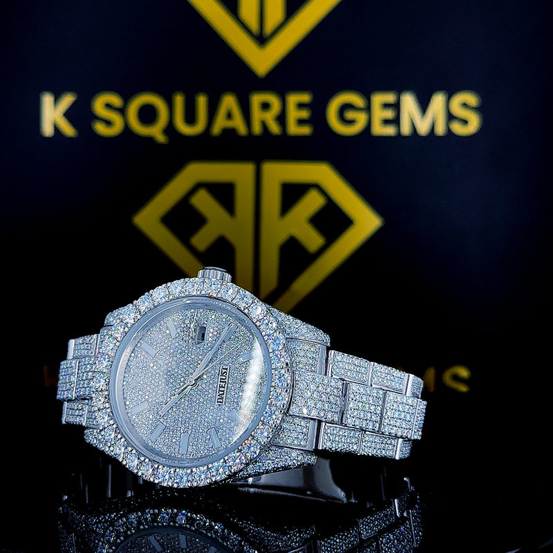 Latest Design Customized Fashion Jewelry Fully Iced Out Vvs Moissanite Stainless steel Wrist Watch For Men Top Quality