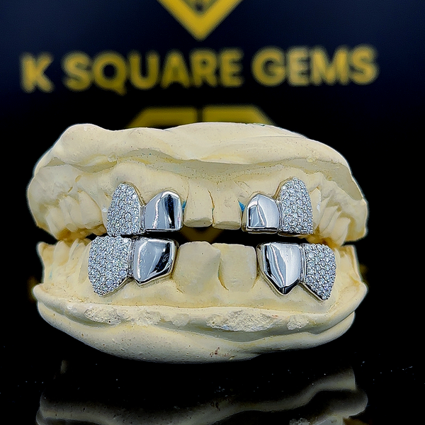 Fine Jewelry Custom Iced Out Hip Hop Jewelry 925 Sterling Silver VVS Moissanite Diamond Grillz For Teeth