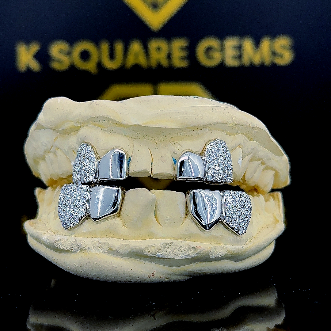 Fine Jewelry Custom Iced Out Hip Hop Jewelry 925 Sterling Silver VVS Moissanite Diamond Grillz For Teeth