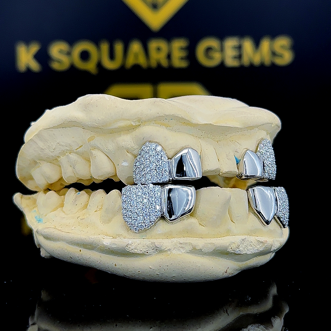 Fine Jewelry Custom Iced Out Hip Hop Jewelry 925 Sterling Silver VVS Moissanite Diamond Grillz For Teeth
