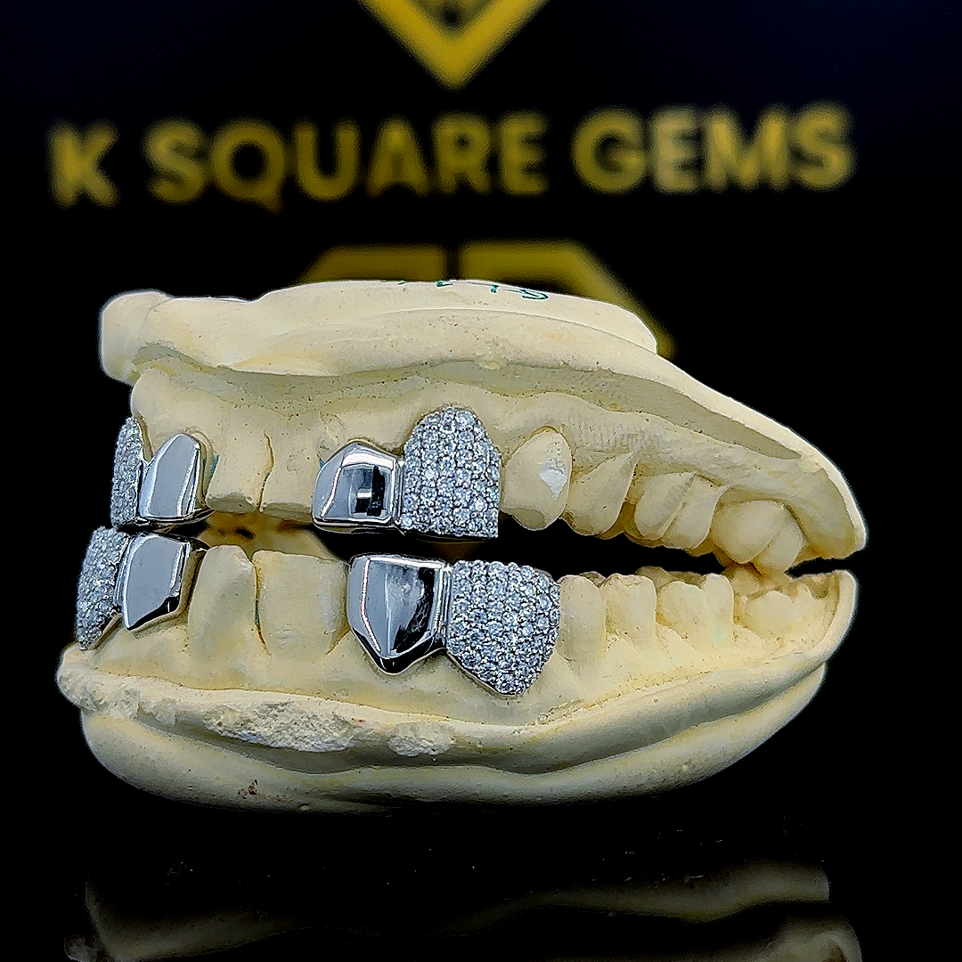 Fine Jewelry Custom Iced Out Hip Hop Jewelry 925 Sterling Silver VVS Moissanite Diamond Grillz For Teeth
