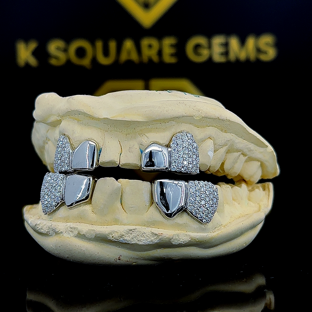 Fine Jewelry Custom Iced Out Hip Hop Jewelry 925 Sterling Silver VVS Moissanite Diamond Grillz For Teeth