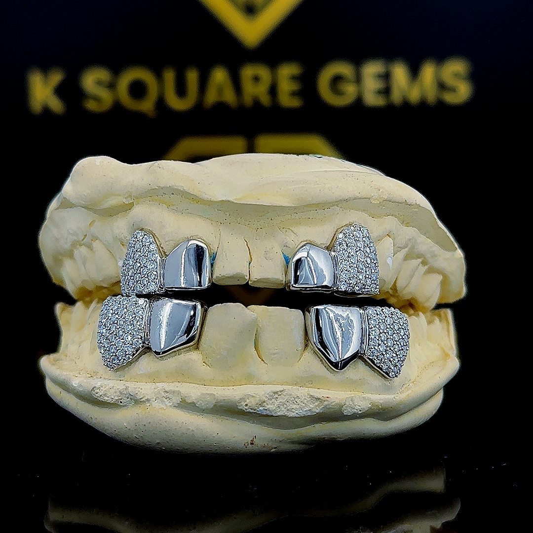 Fine Jewelry Custom Iced Out Hip Hop Jewelry 925 Sterling Silver VVS Moissanite Diamond Grillz For Teeth