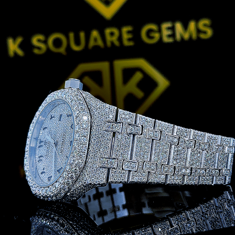 MOISSANITE ICED OUT WATCH SWISS MOVEMENT AUTOMATIC WATCH