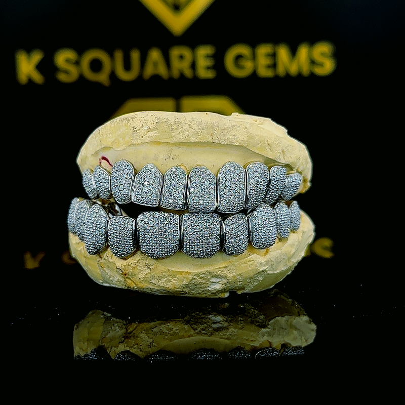 Top 8 bottom 8 hip hop fully iced out dental custom made high quality vvs moissanite 925 Sterling Silver grillz for men women