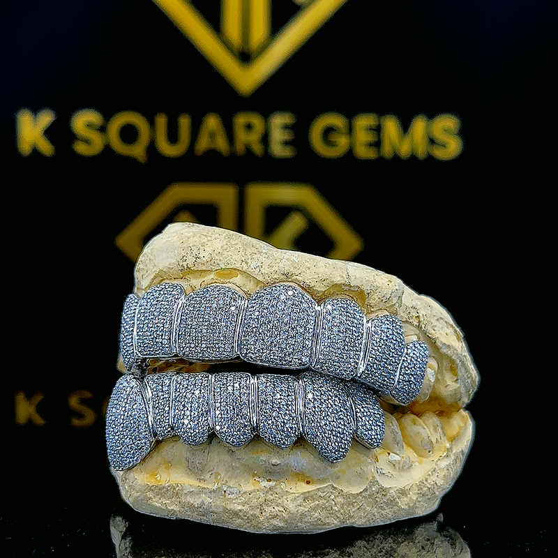 Custom Hip Hop Iced out 925 Sterling Silver VVS Moissanite Diamond Grillz Gold Plated Jewelry with Sparkling Pass Diamond Tester