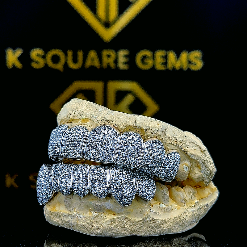 Custom Hip Hop Iced out 925 Sterling Silver VVS Moissanite Diamond Grillz Gold Plated Jewelry with Sparkling Pass Diamond Tester