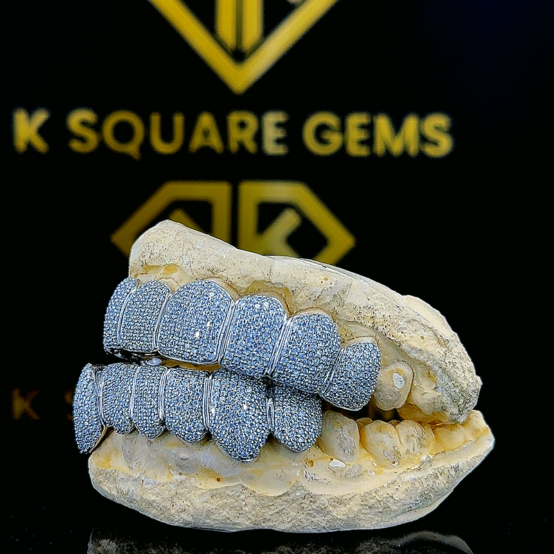 Custom Hip Hop Iced out 925 Sterling Silver VVS Moissanite Diamond Grillz Gold Plated Jewelry with Sparkling Pass Diamond Tester