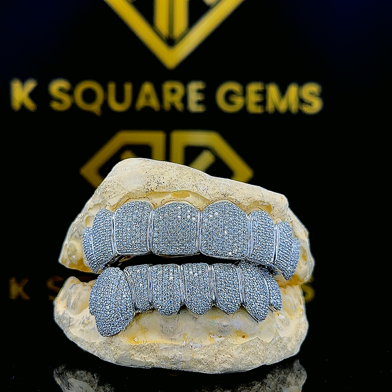 Custom Hip Hop Iced out 925 Sterling Silver VVS Moissanite Diamond Grillz Gold Plated Jewelry with Sparkling Pass Diamond Tester