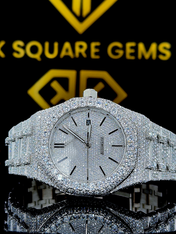 Iced Out AP Moissanite Diamond Watch Front View 