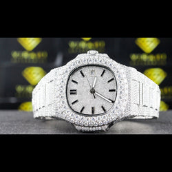 Men's Wrist Moissanite Studded Watch Moissanite Diamond Watch, Iced out Bust Down Gift for Him