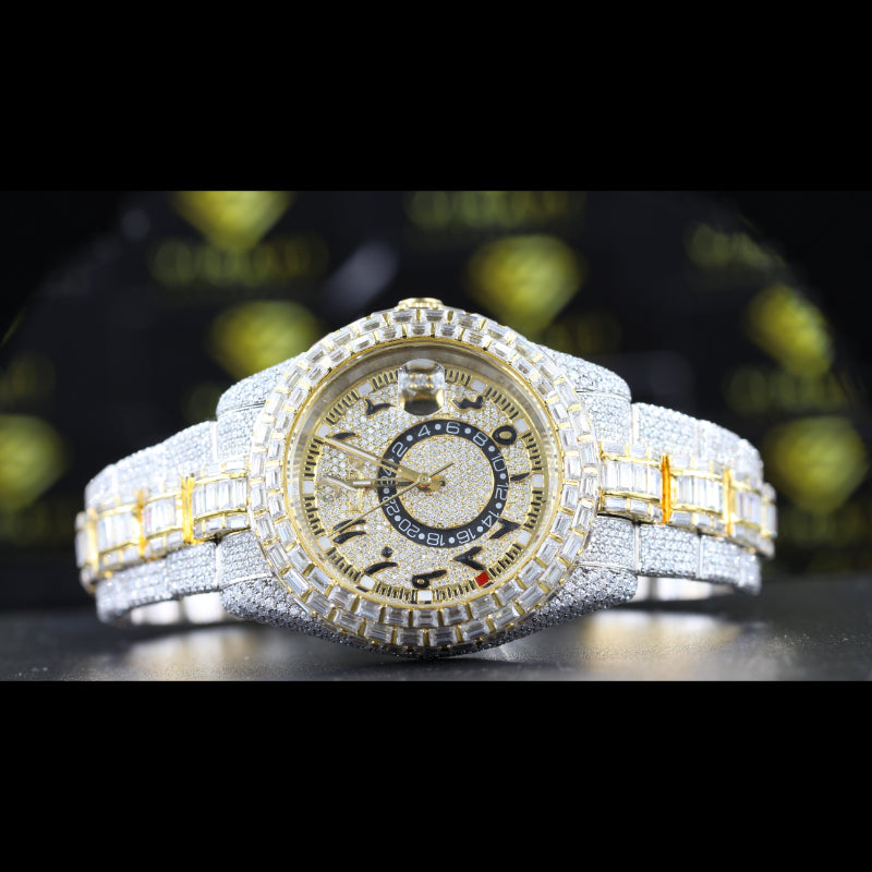 Moissanite Studded Watch Swiss Movement Automatic Watch For Man