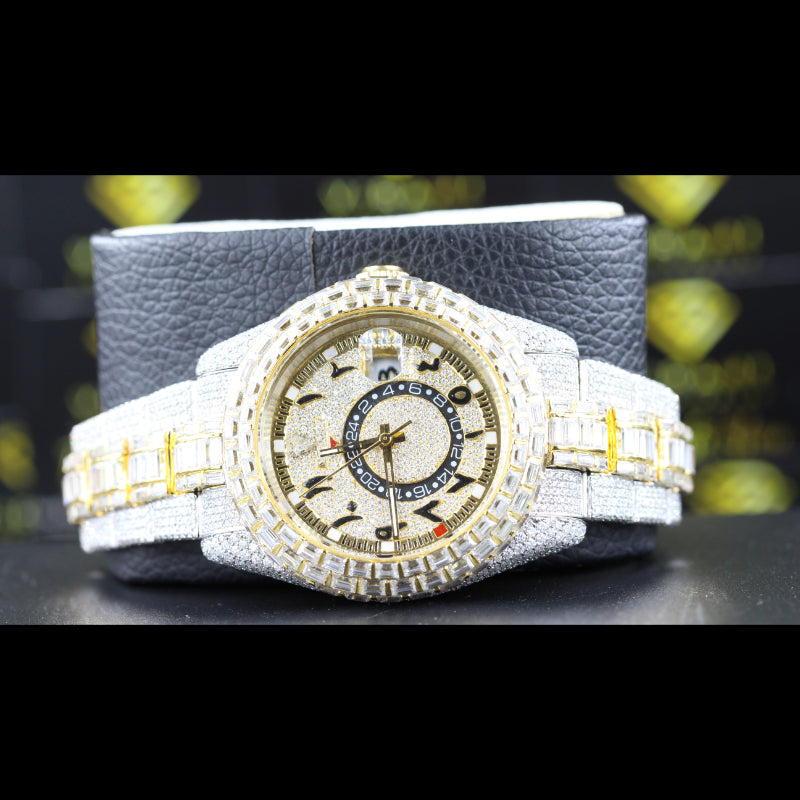 Moissanite Studded Watch Swiss Movement Automatic Watch For Man