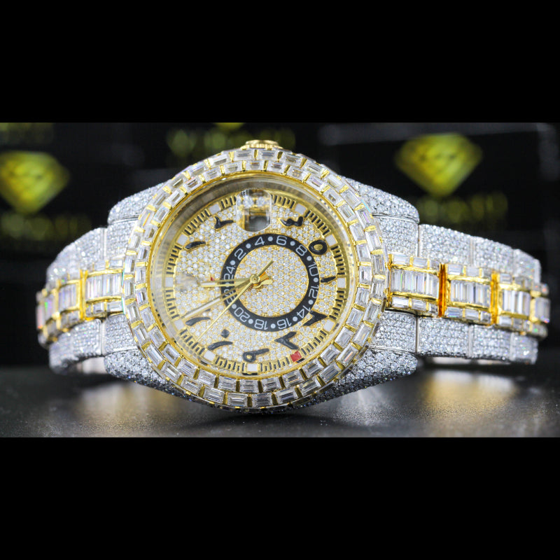 Moissanite Studded Watch Swiss Movement Automatic Watch For Man